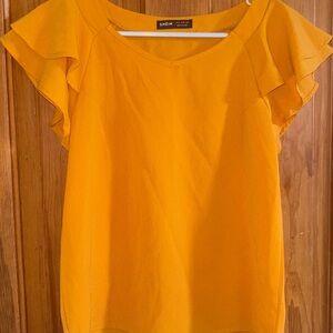 SHEIN Golden Ruffle Sleeve Blouse